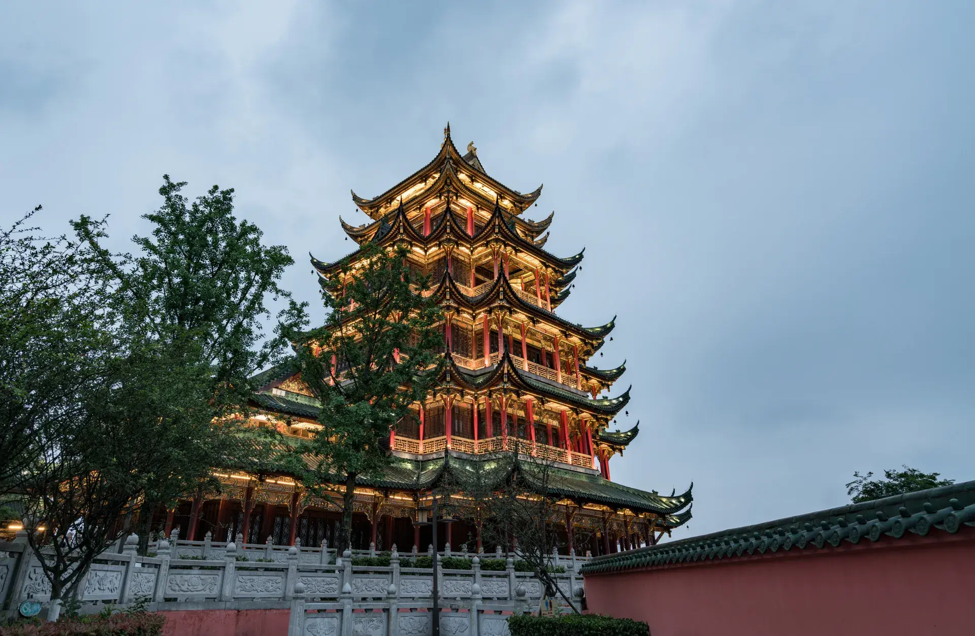 Ancient Architecture Temple Pagoda Park Chongqing China