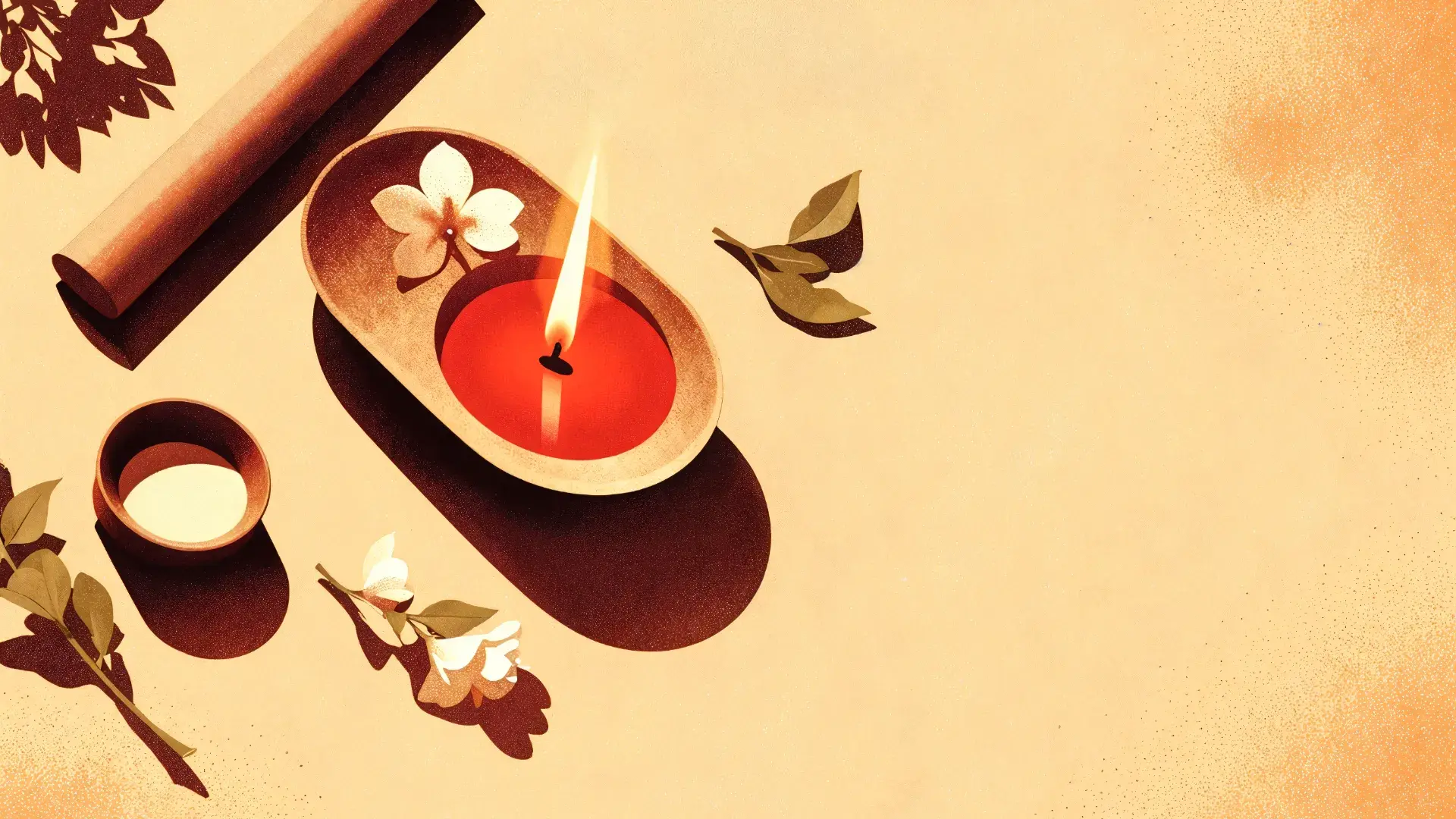 Candle Floral Arrangement Relaxation Wellness Cropped
